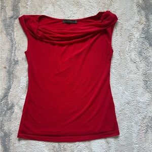 Red sleeveless cowl neck top size S